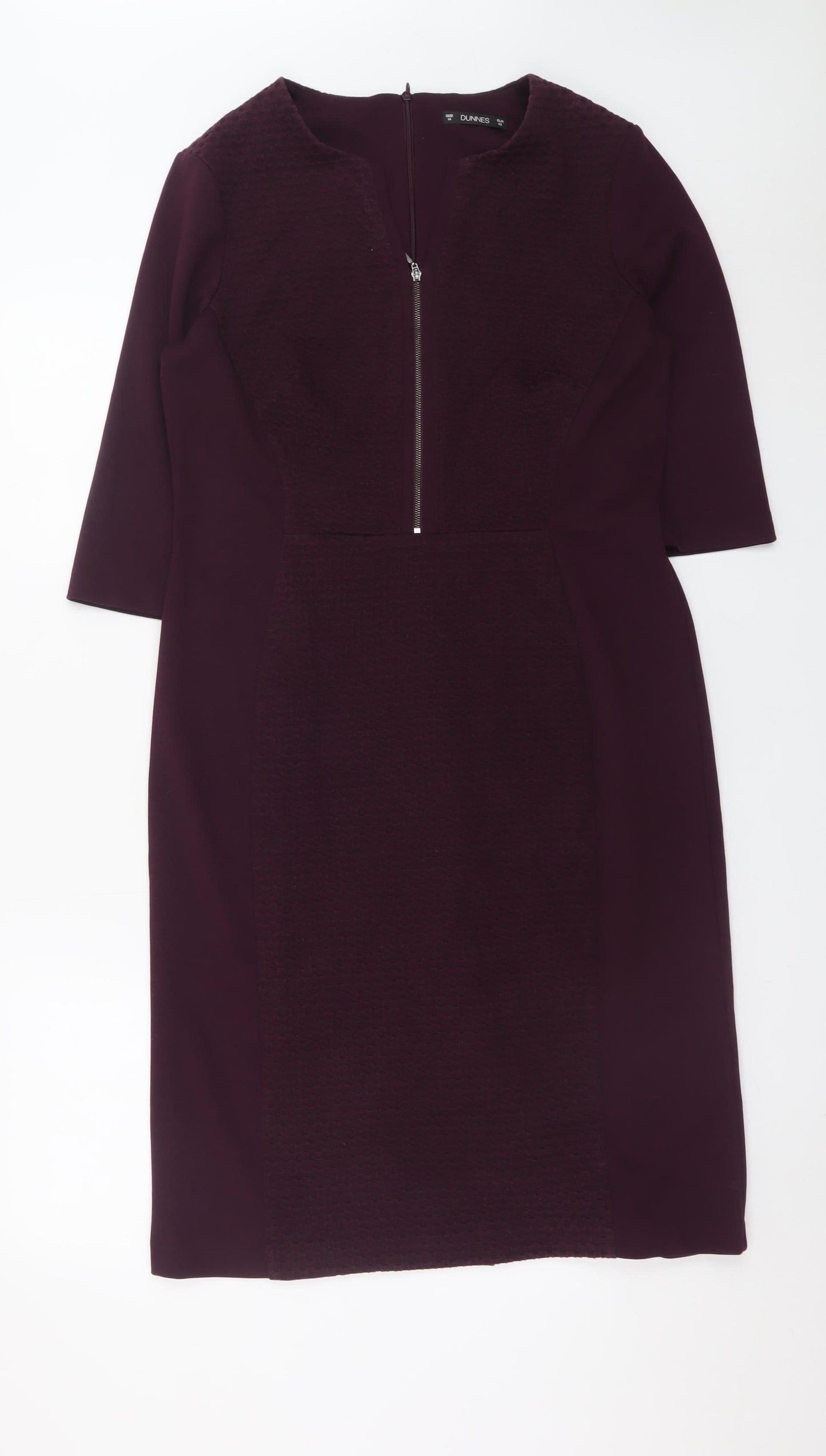 Dunnes Women Purple Sheath Knee Length Zip Dress Size 14