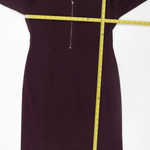 Dunnes Women Purple Sheath Knee Length Zip Dress Size 14