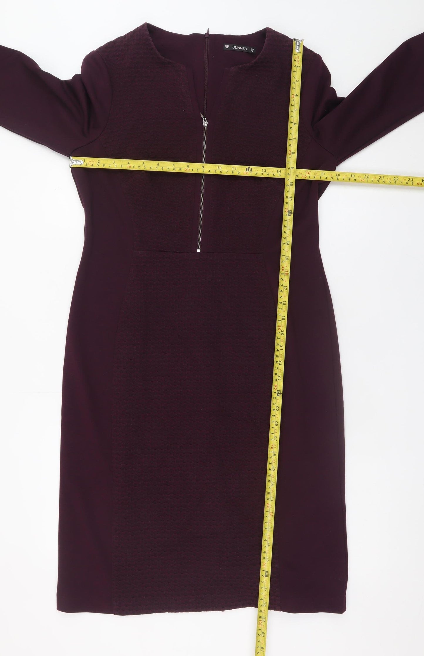 Dunnes Women Purple Sheath Knee Length Zip Dress Size 14