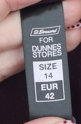 Dunnes Women Purple Sheath Knee Length Zip Dress Size 14