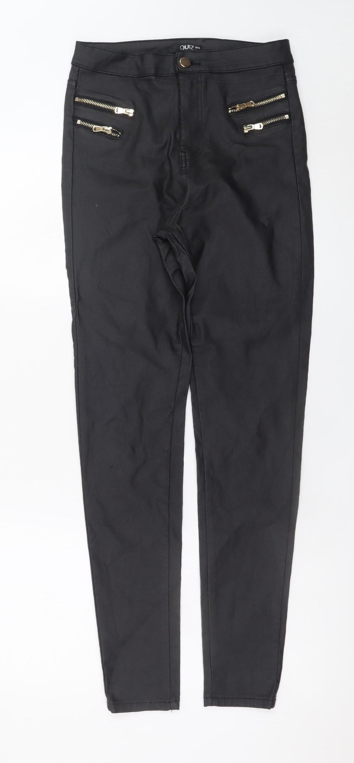 Quiz Women's Black Slim Fit Zip Jeggings Size 10