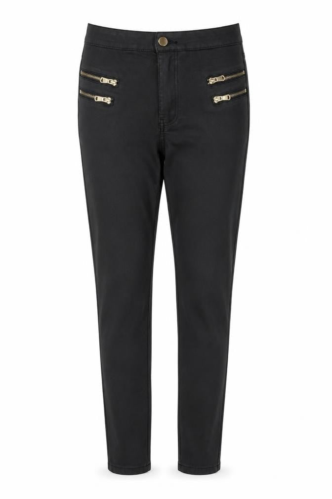 Front view of Quiz Women's Black Slim Fit Zip Jeggings, size 10