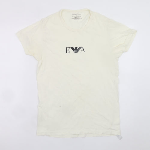 Emporio Armani Men’s Ivory Short Sleeve Slim Fit T-Shirt S