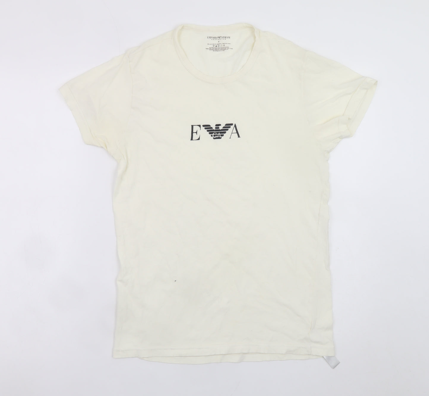 Emporio Armani Men’s Ivory Short Sleeve Slim Fit T-Shirt S
