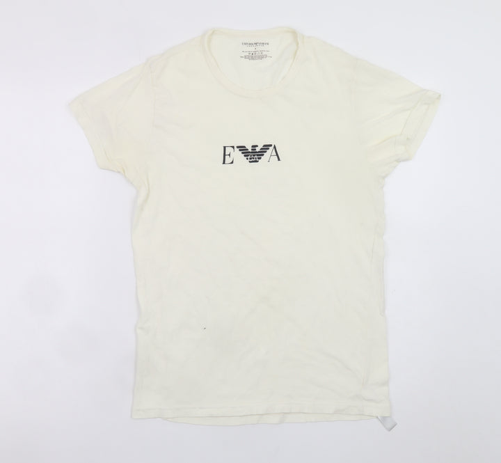 Emporio Armani Men’s Ivory Short Sleeve Slim Fit T-Shirt S
