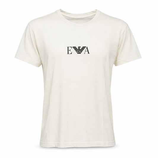 Front view of Emporio Armani Men’s Ivory Short Sleeve Slim Fit T-Shirt S