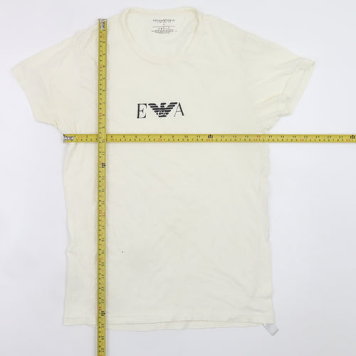 Emporio Armani Men’s Ivory Short Sleeve Slim Fit T-Shirt S