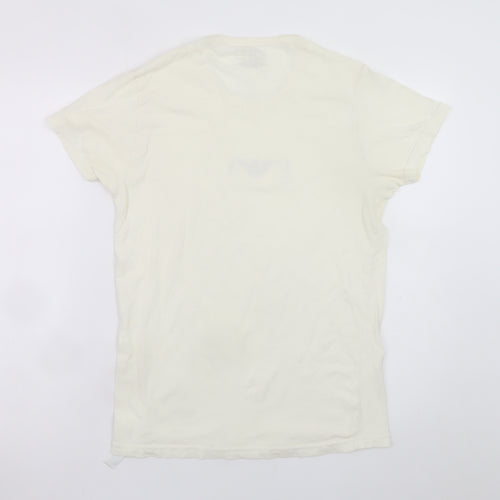 Emporio Armani Men’s Ivory Short Sleeve Slim Fit T-Shirt S