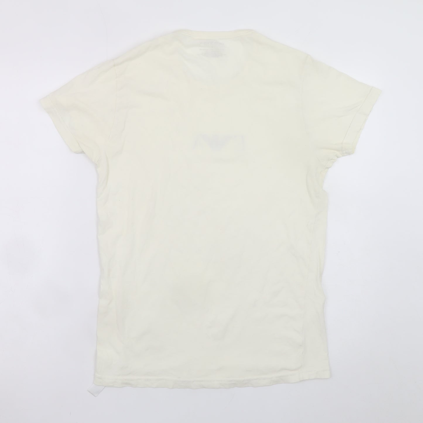 Emporio Armani Men’s Ivory Short Sleeve Slim Fit T-Shirt S