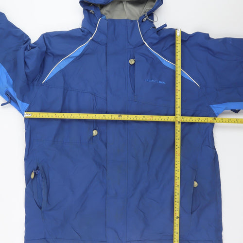 Trespass Men's Blue Waterproof Hooded Parka Jacket L Regular Fit
