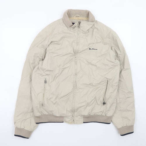 Ben Sherman Men's Beige L Bomber Jacket Cotton Full Zip Casual