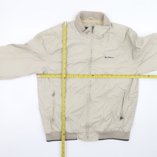 Ben Sherman Men's Beige L Bomber Jacket Cotton Full Zip Casual