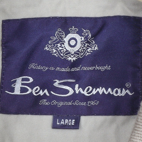 Ben Sherman Men's Beige L Bomber Jacket Cotton Full Zip Casual