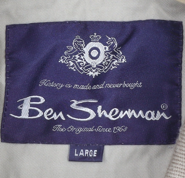 Ben Sherman Men's Beige L Bomber Jacket Cotton Full Zip Casual