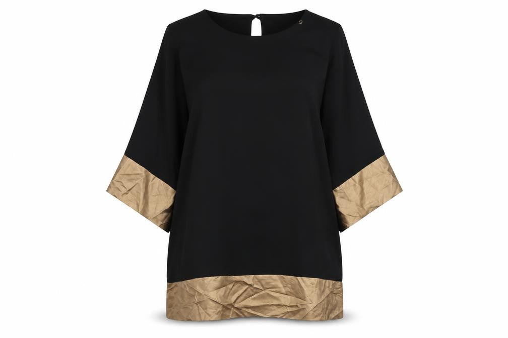 Front view of Teddy S.P.A. Women Black L Colourblock Shift Dress