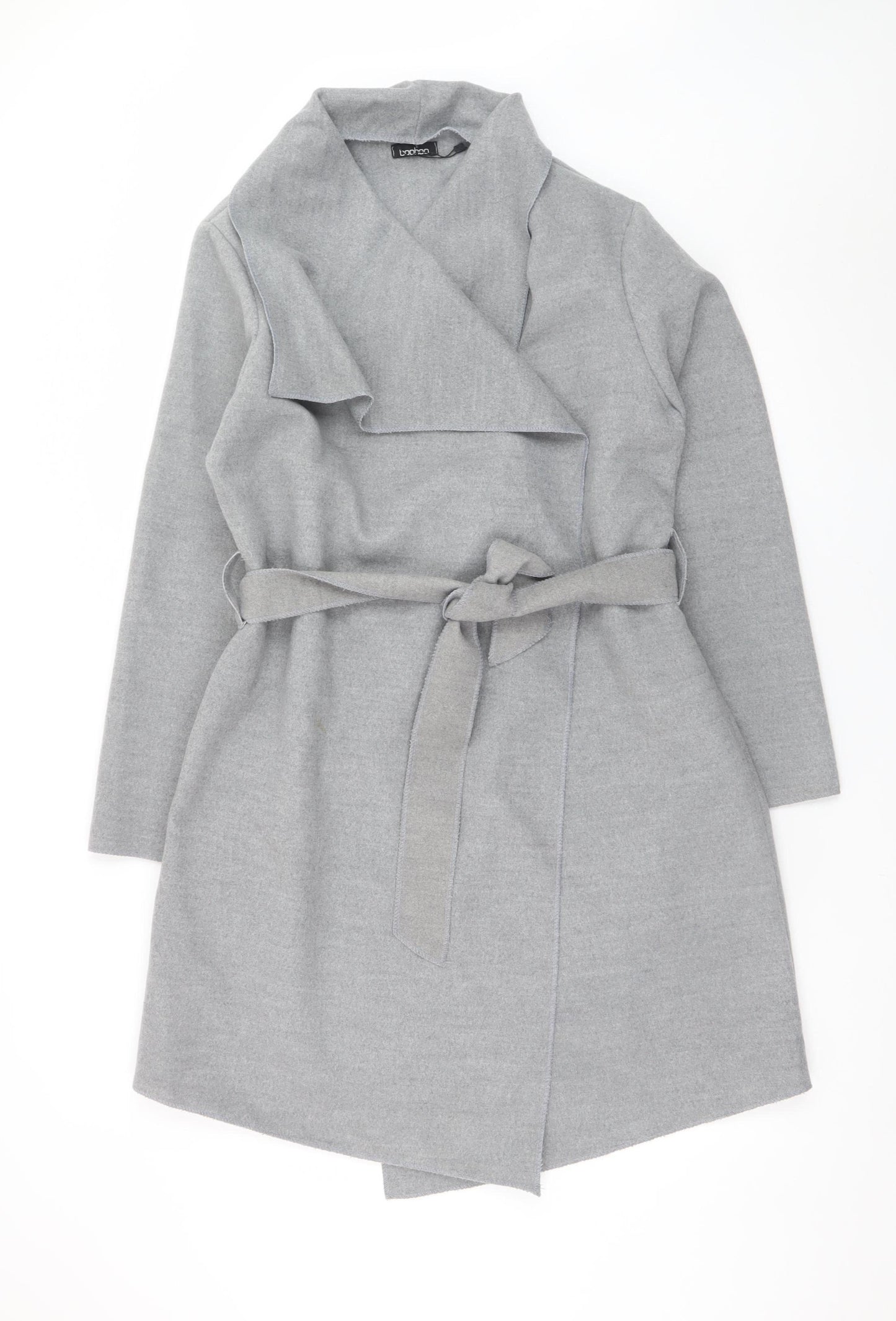 Boohoo Women’s Grey Belted Trench Coat Size 24 Plus
