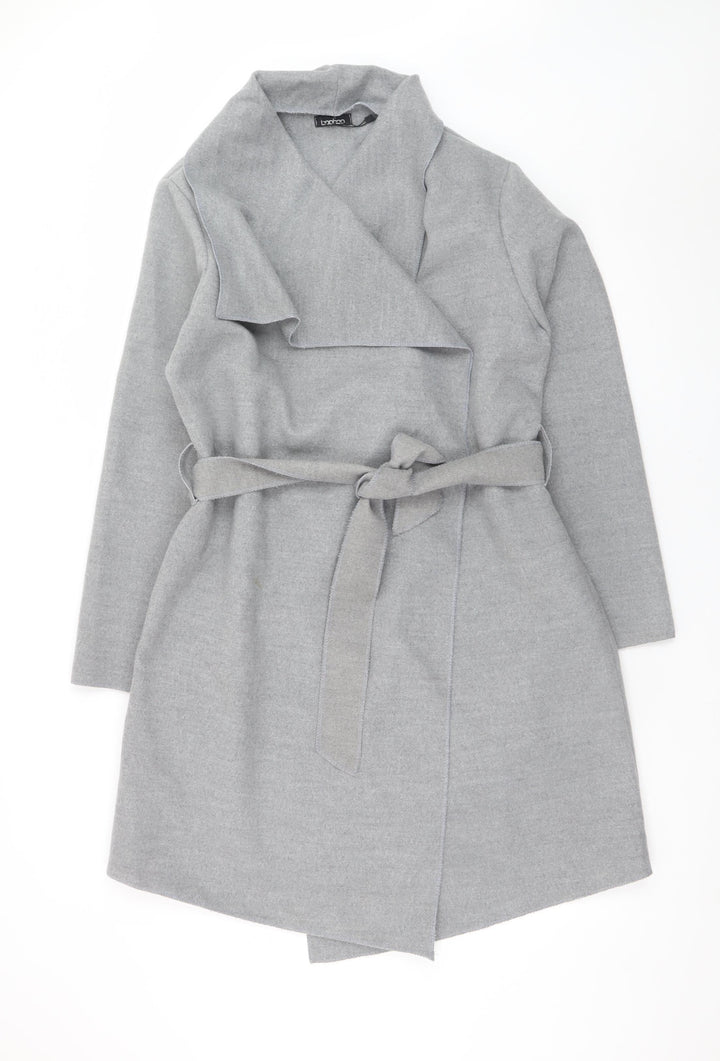 Boohoo Women’s Grey Belted Trench Coat Size 24 Plus
