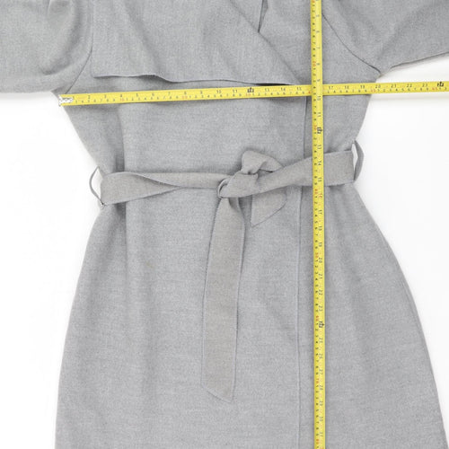 Boohoo Women’s Grey Belted Trench Coat Size 24 Plus