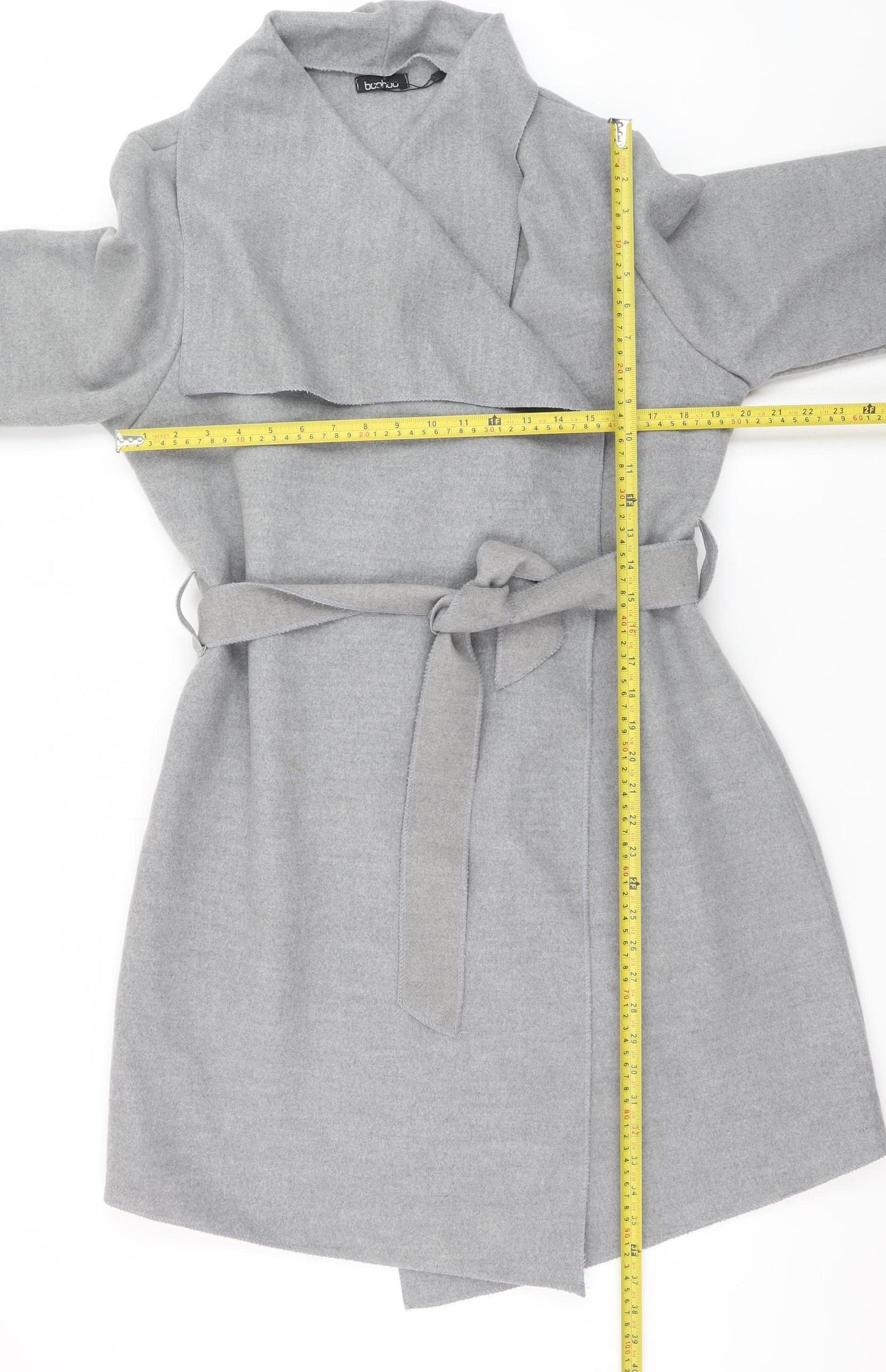 Boohoo Women’s Grey Belted Trench Coat Size 24 Plus