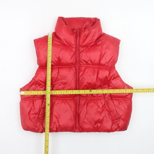 H&M Divided Women's Red Puffer Waistcoat Gilet Size S Casual Winter