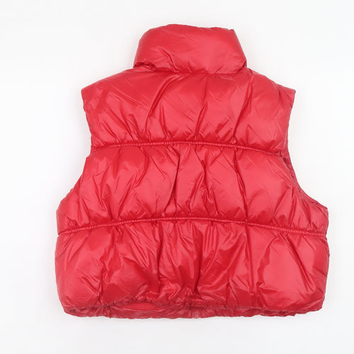 H&M Divided Women's Red Puffer Waistcoat Gilet Size S Casual Winter