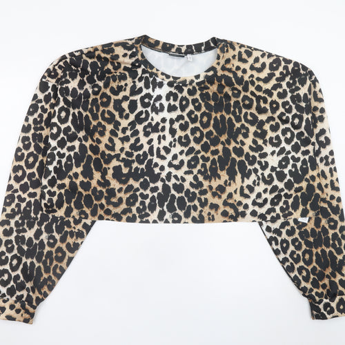 ASOS Design Women’s Leopard Print Crop Sweatshirt UK 18 Polyester Blend