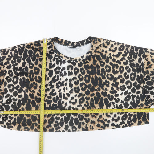 ASOS Design Women’s Leopard Print Crop Sweatshirt UK 18 Polyester Blend