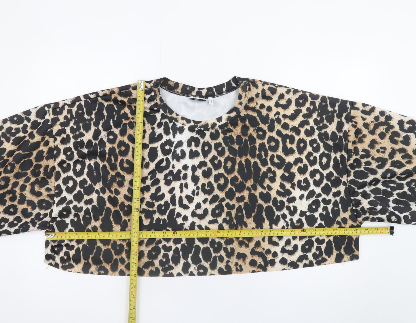 ASOS Design Women’s Leopard Print Crop Sweatshirt UK 18 Polyester Blend