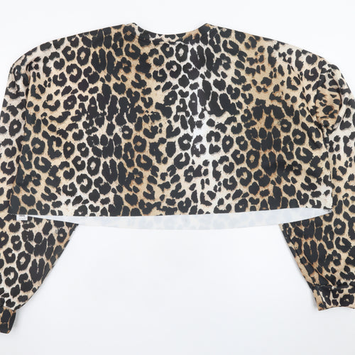 ASOS Design Women’s Leopard Print Crop Sweatshirt UK 18 Polyester Blend