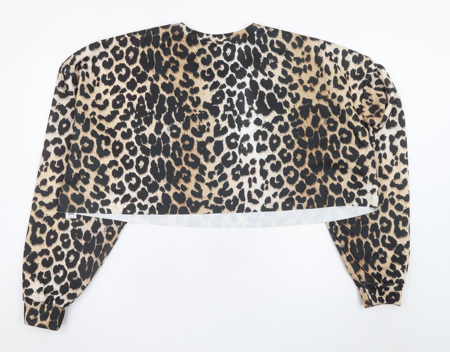 ASOS Design Women’s Leopard Print Crop Sweatshirt UK 18 Polyester Blend