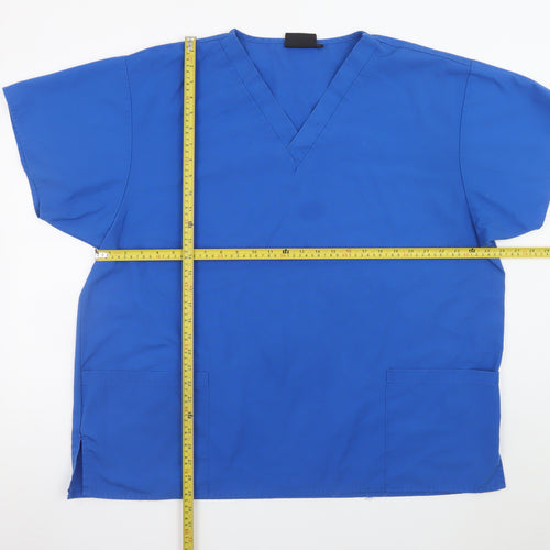 Dickies Women Blue 2XL V-Neck Workwear Short Sleeve Scrub Top