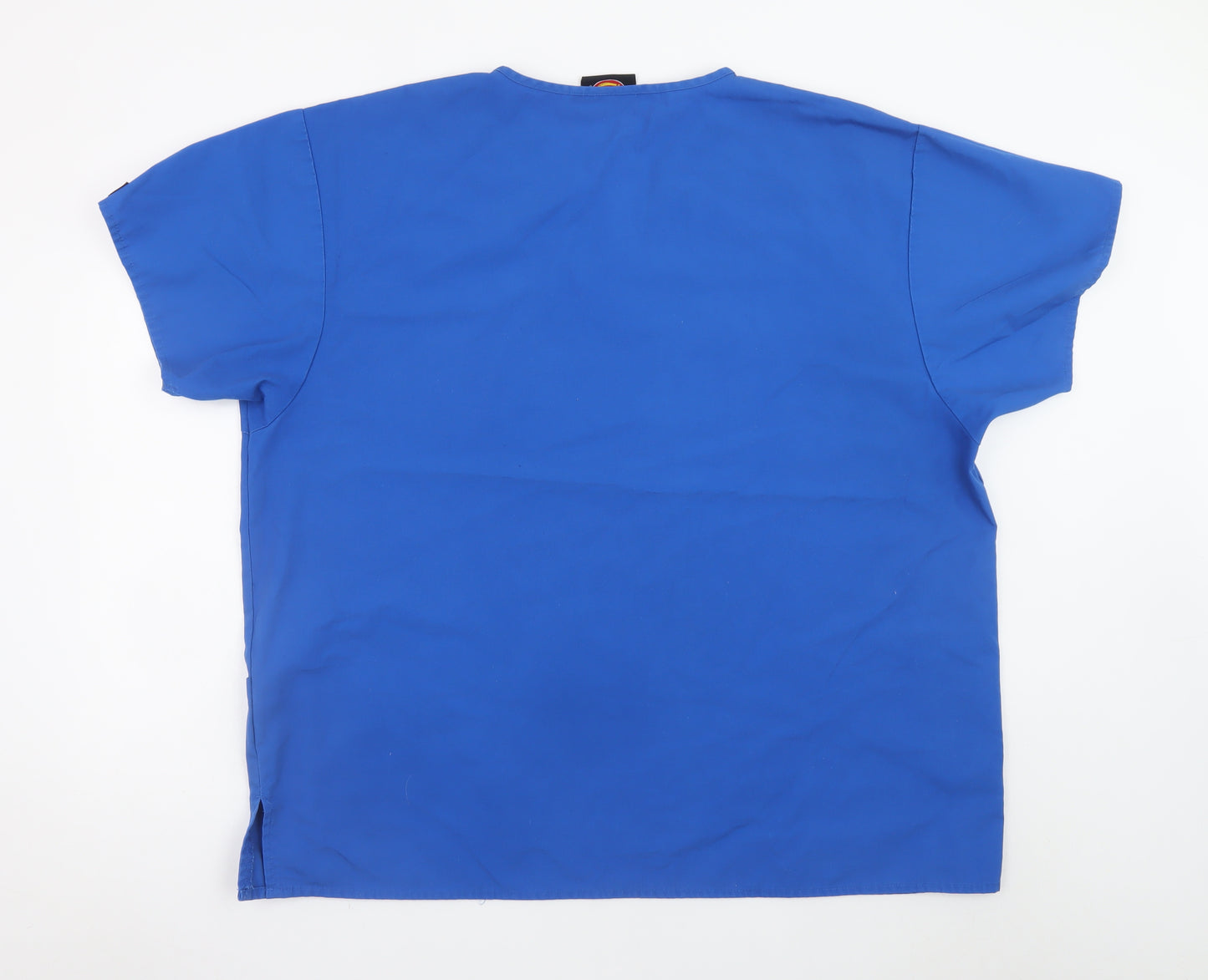 Dickies Women Blue 2XL V-Neck Workwear Short Sleeve Scrub Top