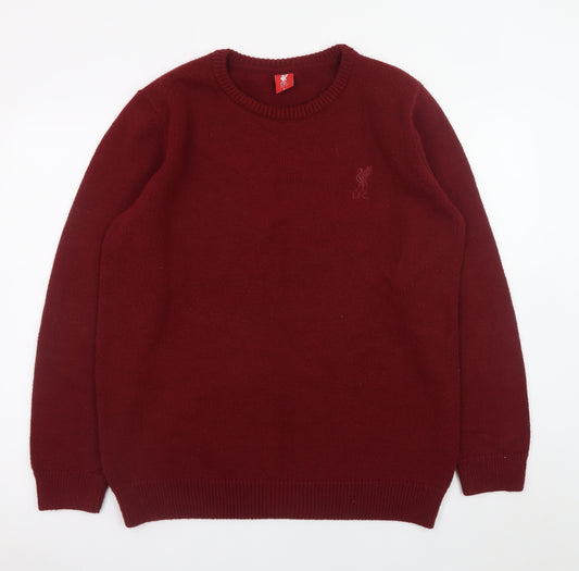 LFC Mens Red Crew Neck Acrylic Pullover Jumper Size L