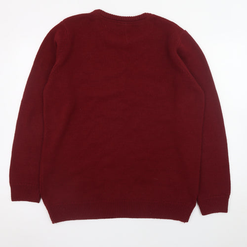 LFC Mens Red Crew Neck Acrylic Pullover Jumper Size L