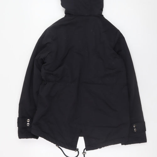 ASOS Women Black Parka Jacket Hooded Lined UK 4 Mid-Length Winter Coat