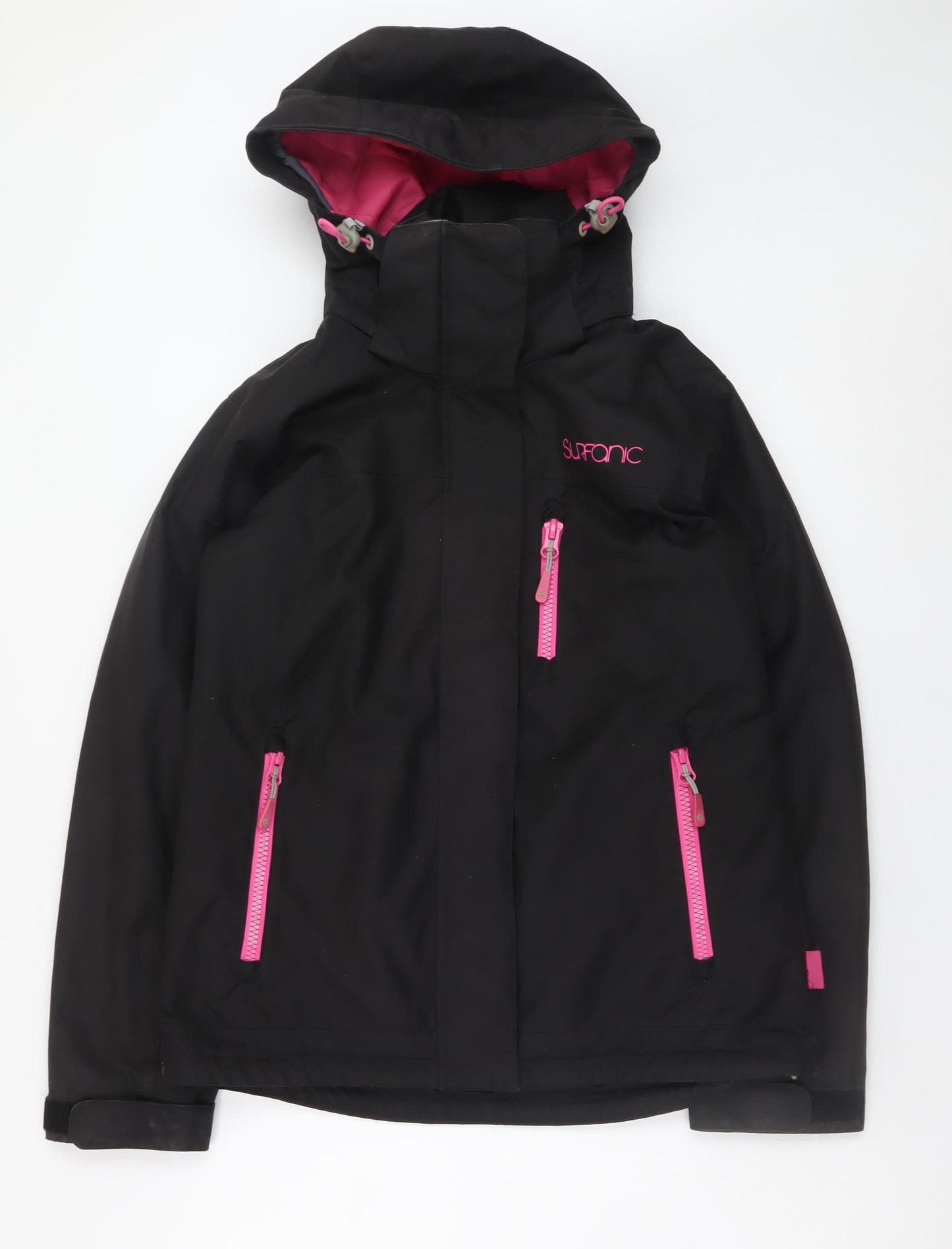 Surfanic Womens Black Ski Jacket Small Waterproof Hooded Coat