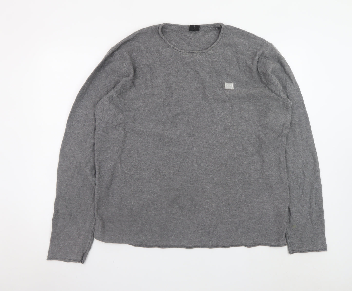 883 Police Men's Grey 2XL Crew Neck Cotton Pullover Jumper