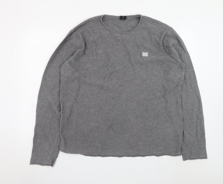 883 Police Men's Grey 2XL Crew Neck Cotton Pullover Jumper
