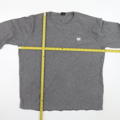 883 Police Men's Grey 2XL Crew Neck Cotton Pullover Jumper