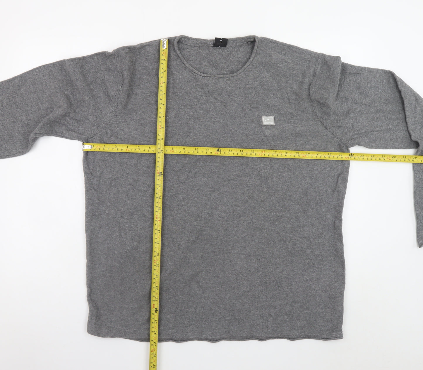 883 Police Men's Grey 2XL Crew Neck Cotton Pullover Jumper