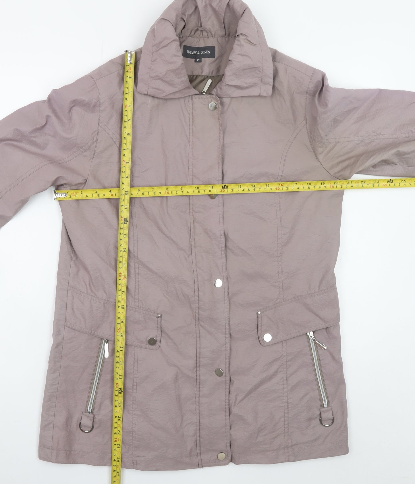 Harvey & Jones Women’s Purple Mid-Length Water Resistant Jacket UK 14