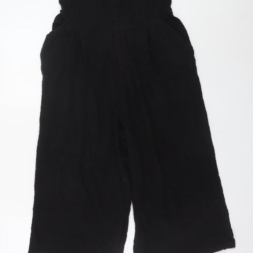 Next Womens Black Jumpsuit Size 10 Viscose Cotton Blend Wide-Leg
