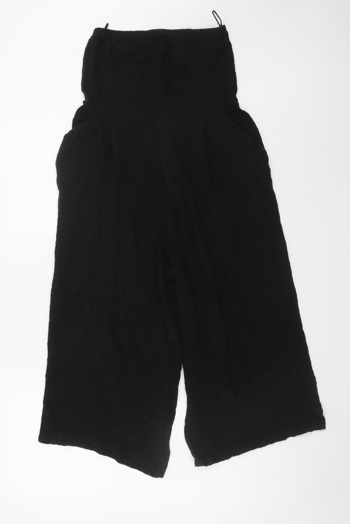 Next Womens Black Jumpsuit Size 10 Viscose Cotton Blend Wide-Leg