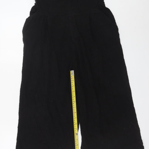Next Womens Black Jumpsuit Size 10 Viscose Cotton Blend Wide-Leg