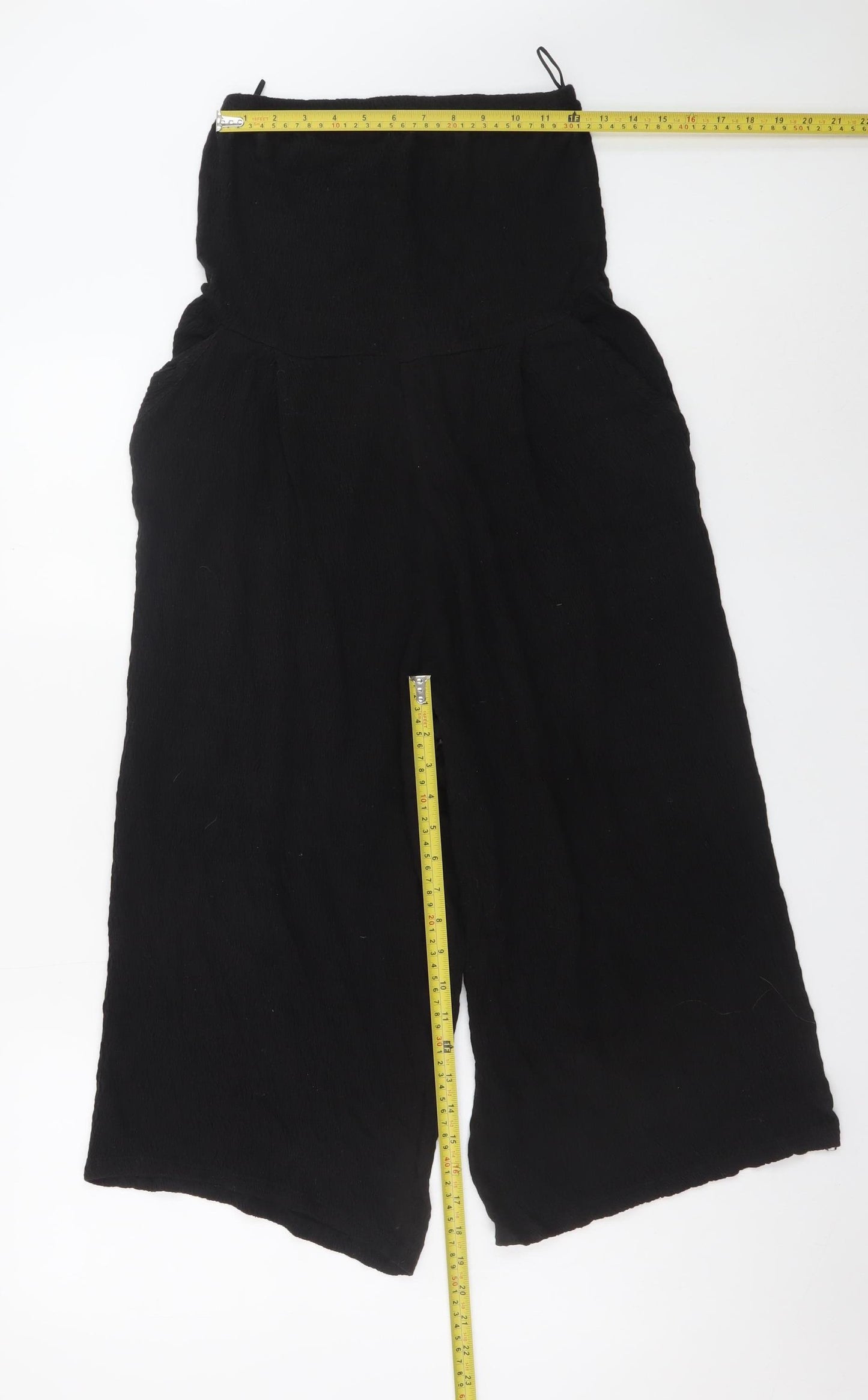 Next Womens Black Jumpsuit Size 10 Viscose Cotton Blend Wide-Leg
