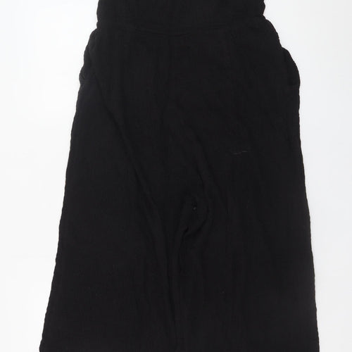 Next Womens Black Jumpsuit Size 10 Viscose Cotton Blend Wide-Leg