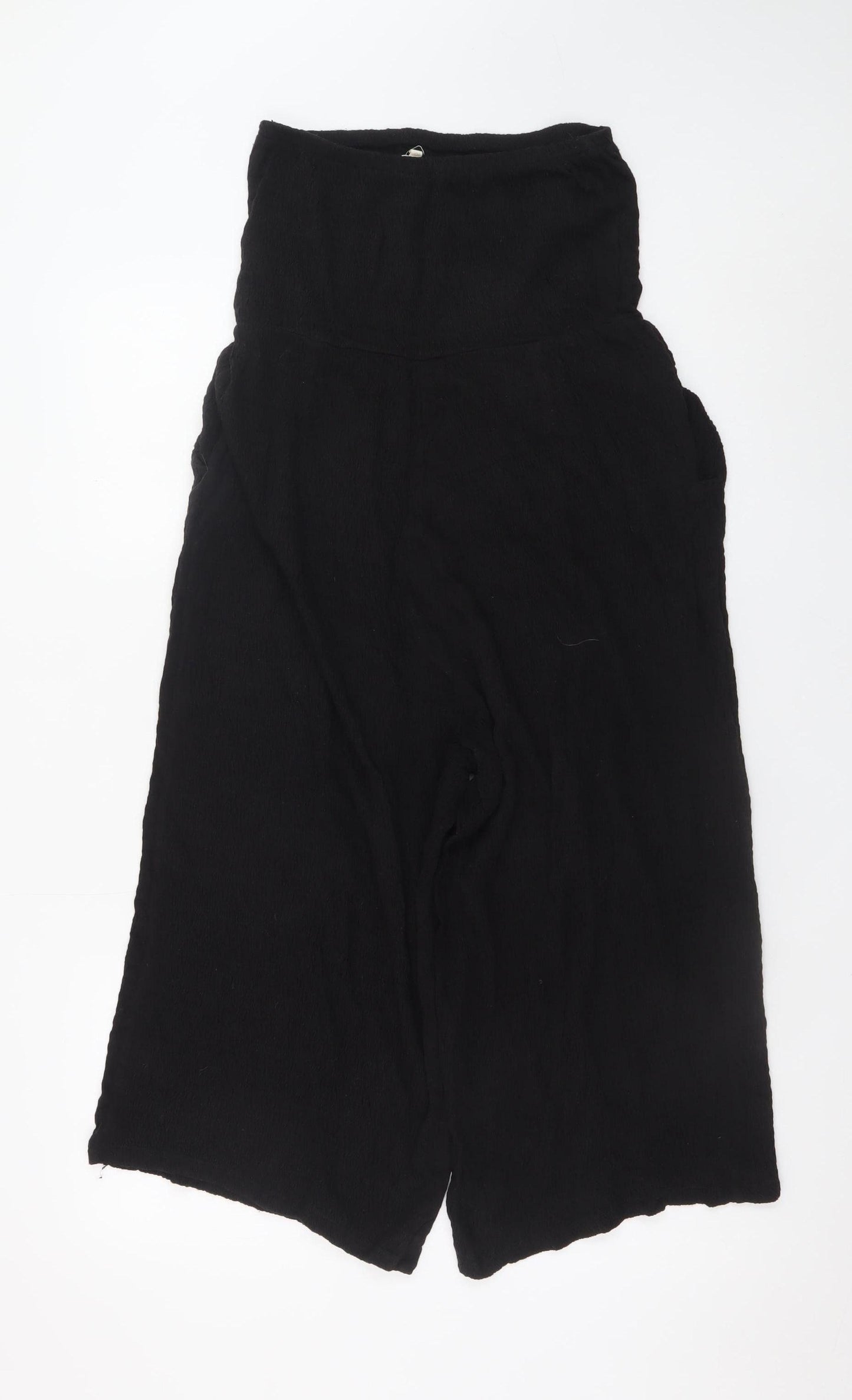 Next Womens Black Jumpsuit Size 10 Viscose Cotton Blend Wide-Leg