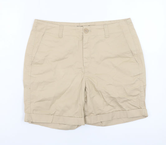 Dunnes Women Beige Chino Shorts Size 10 Twill Cotton Blend