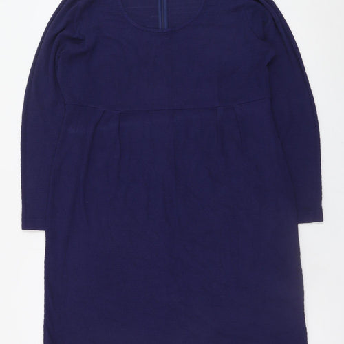 Adini Women's Blue Long Sleeve Shift Dress Size L Viscose Blend