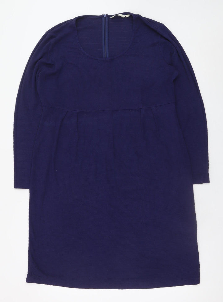 Adini Women's Blue Long Sleeve Shift Dress Size L Viscose Blend